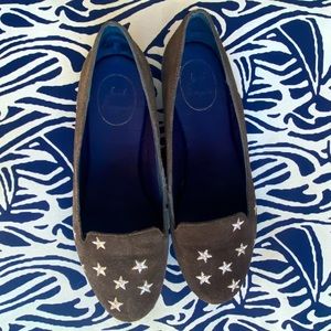 Jack Rogers Starstruck Gray Silver Suede Flats Smoking Slipper Loafer